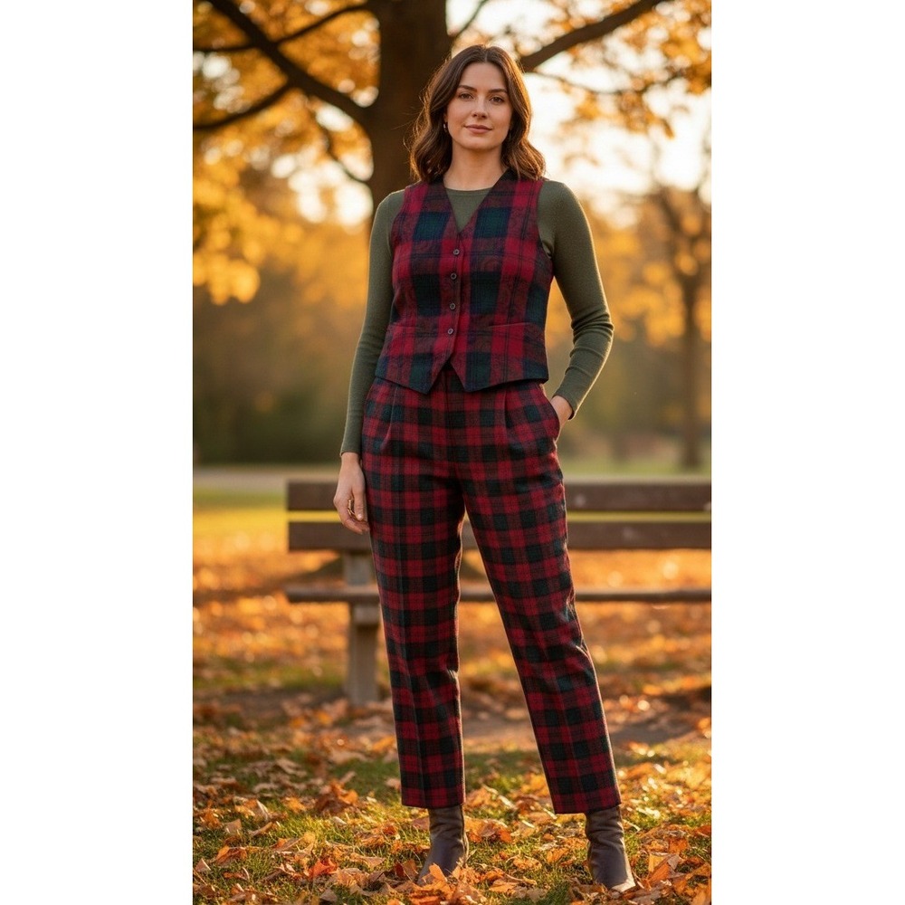 Vintage Pendleton‎ Plaid Wool Vest 10 Trousers 12 Women's Classic Made in USA